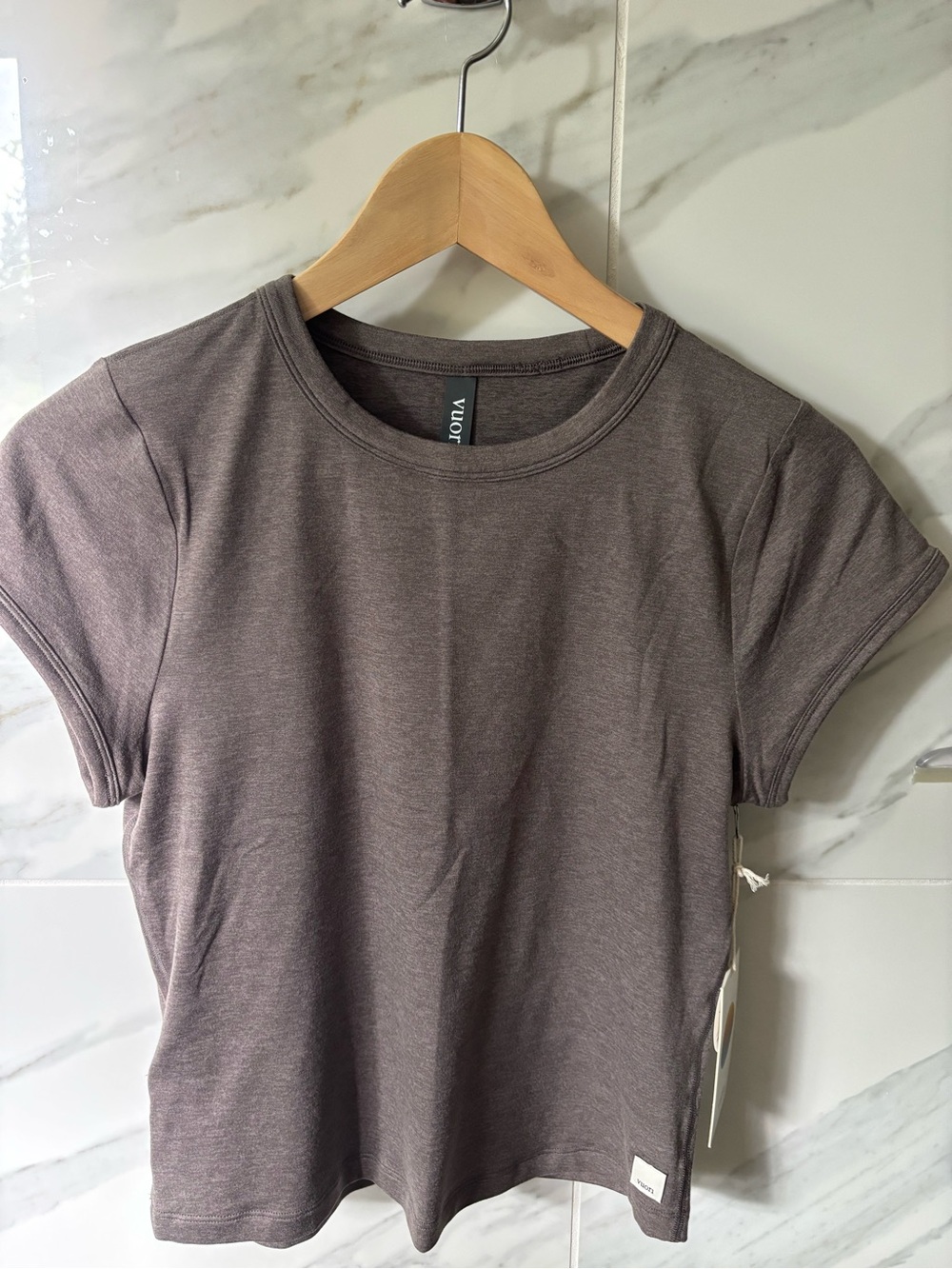 Vuori Halo Baby Tee - Chia Heather - Size Medium